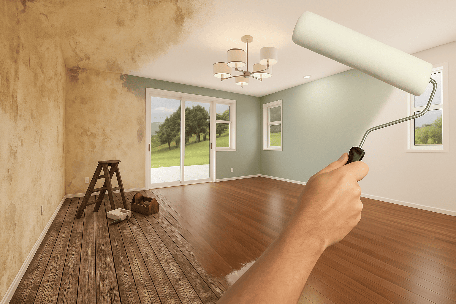 Une photo montrant l'activité de peinture d'intérieur