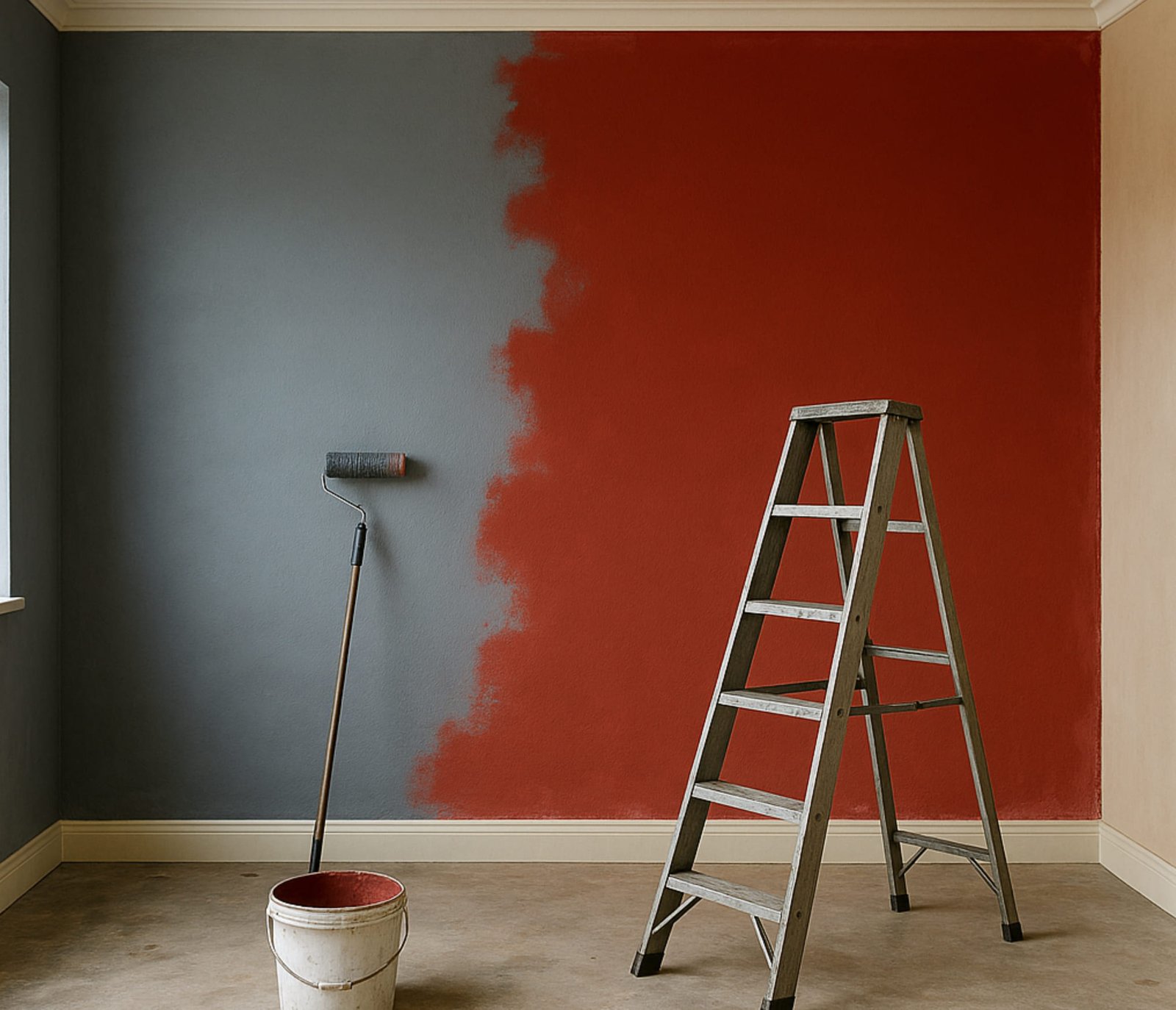 Une photo montrant l'activité de peinture d'intérieur